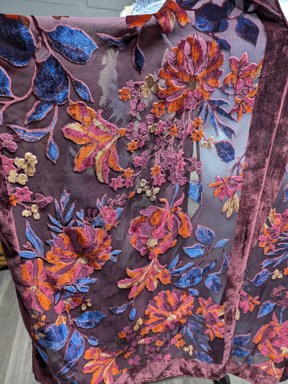 J Jill Velvet Burnout Kimono Topper One Size Boho Romance - Picture 8 of 14